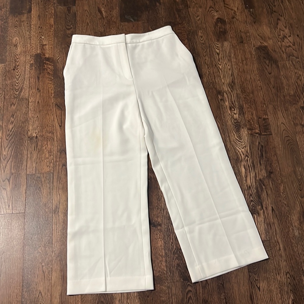 Judith & Charles Ivory Straight Leg Crop Trousers